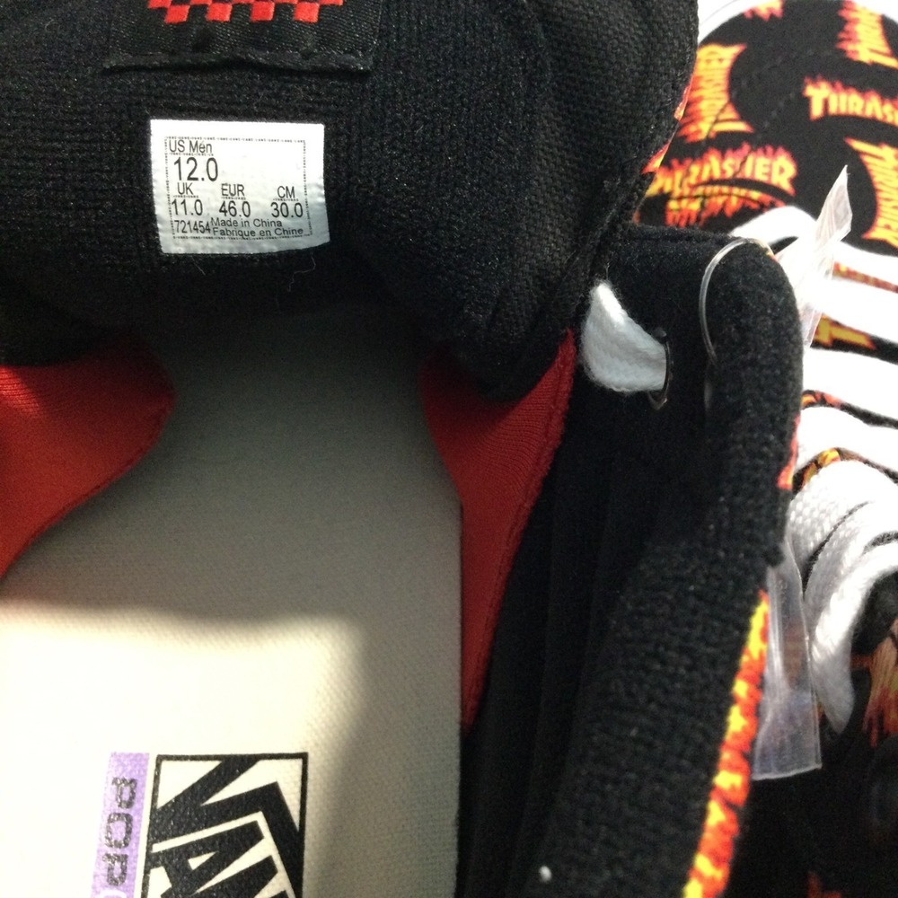 Vans Sk8-Hi Thrasher Magazine Flame Logo Black Skate Shoes Mens 12 VN0A5FCCBKA - Picture 6 of 8
